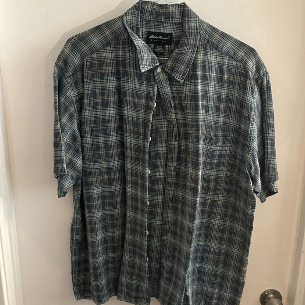 Eddie Bauer Button Down Plaid Shirt Size Large
